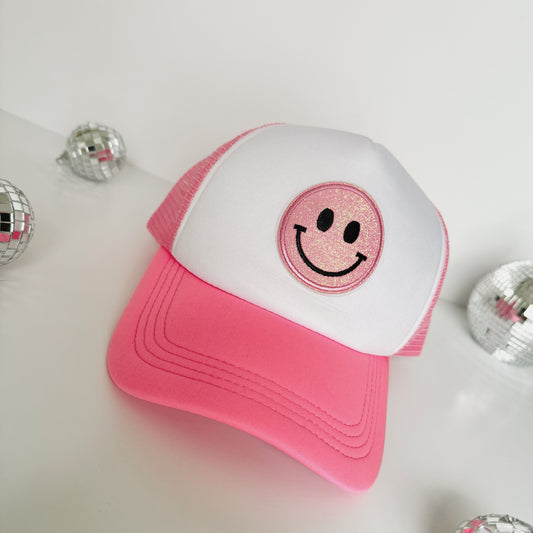 PINK SMILEY TRUCKER HAT